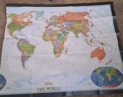 Vintage National Geographic Colorful Insert Fold Out World Map