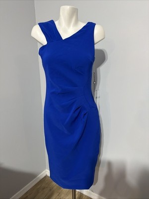 Laundry Women Cobalt Blue Cocktail Dress Size 6 Ruched Side Sleeveless New