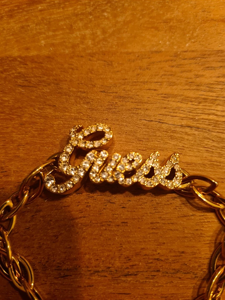 Guess Logo Armband Gold farben mit Strass Steinchen Edelstahl ca 20,6 cm . rar ! - Bild 4 von 4