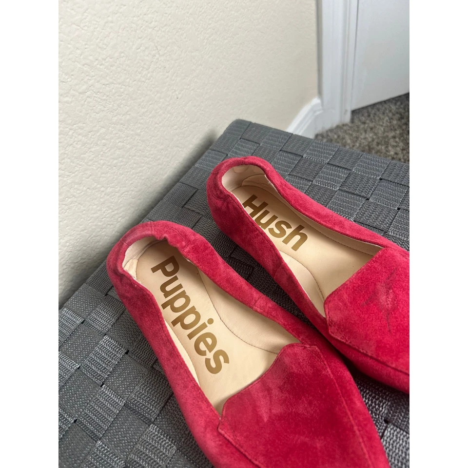 NUEVO Zapatos planos Hush Puppies para mujer talla 6,5 sin cordones en punta rojo rosa gamuza  Foto 3 de 4