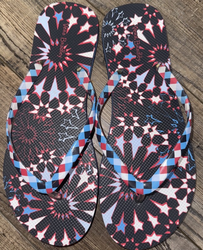 Vera Bradley 4th of July fireworks, red, white and blue Flip Flop size 9/10