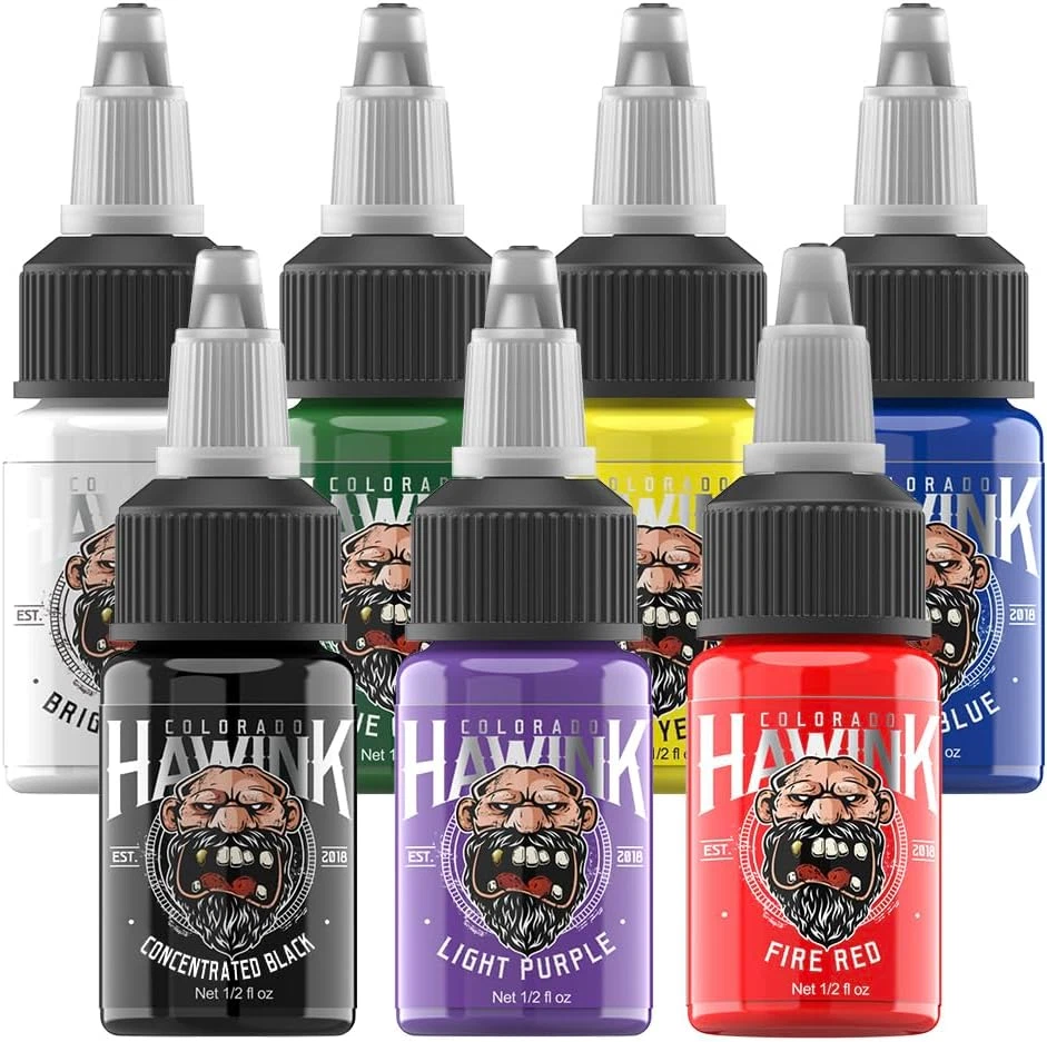 HAWINK Tattoo Ink Set 0.5Oz (15Ml) Tattoo Supply Ink 7 Colors Kit TI203-15-7