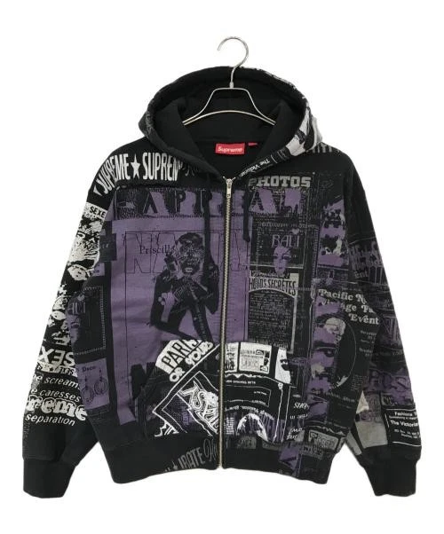 Sweat à capuche zippé Supreme Collage noir violet graphisme homme