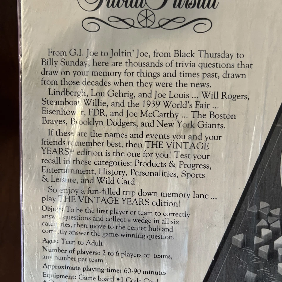 Trivial Pursuit The Vintage Years 1920’s -1950’s. NEW Still Sealed - Image 4 of 4