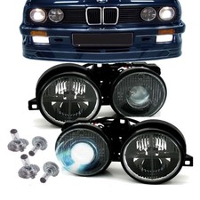 Scheinwerfer Schwarz mit Fadenkreuz +DE Linse Hella Optik+H1 Birnen f�r BMW E30