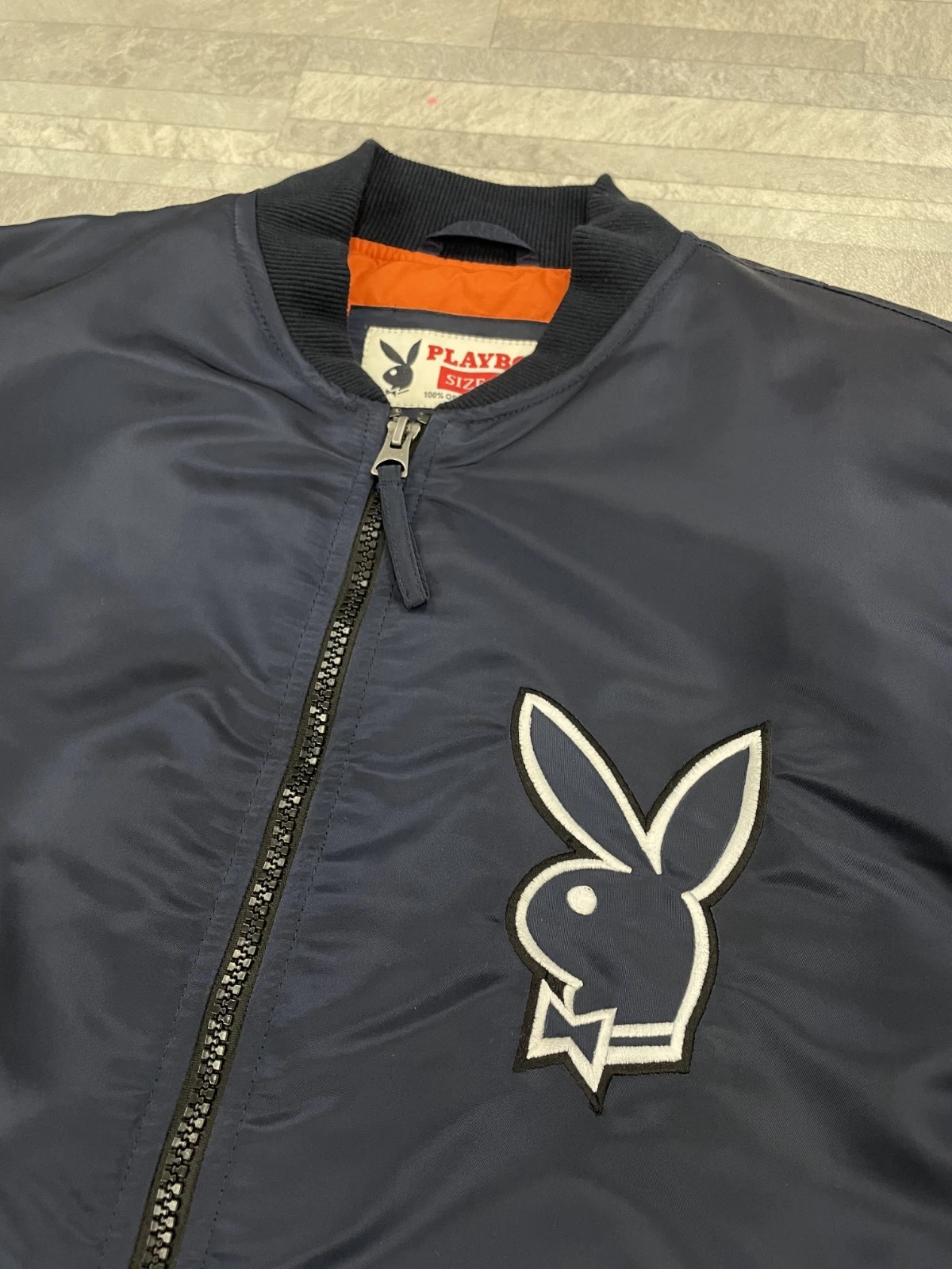 NWOT PlayBoy Men's Navy Blue Bomber Zip-Up Jacket Size: Medium - product detail image 3