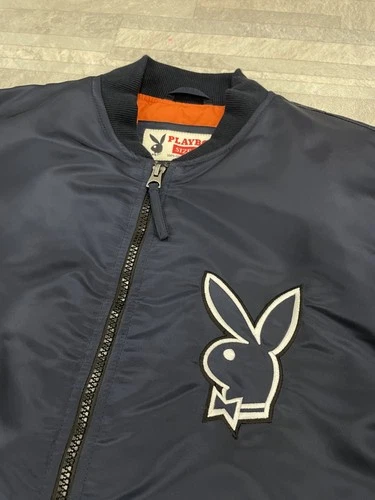 NWOT PlayBoy Men's Navy Blue Bomber Zip-Up Jacket Size: Medium image 3