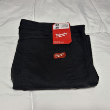 Milwaukee Men s Black Canvas Work Pants 32x30 Straight Fit Cotton Blend