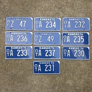 Kansas License Plate LOT of Ten Plates 10 - Expired Vintage