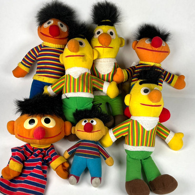 Bundle 7x Plush Puppet 90's Sesame Street Bert & Ernie Vintage Tyco Original