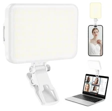 60 LED Portable Selfie Light with Clip & Camera Tripod Adapter - Pearl White
