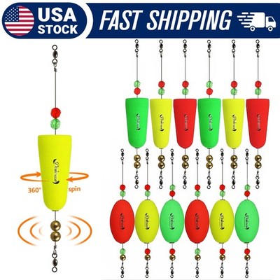 6PCS Fishing Bobbers Popping Cork - Flexible Wire Weighted Fishing Floats