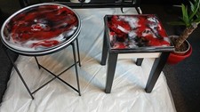 BARGAIN,bed side ,,X2 Artisan uv epoxy resin tables,His and hers, 