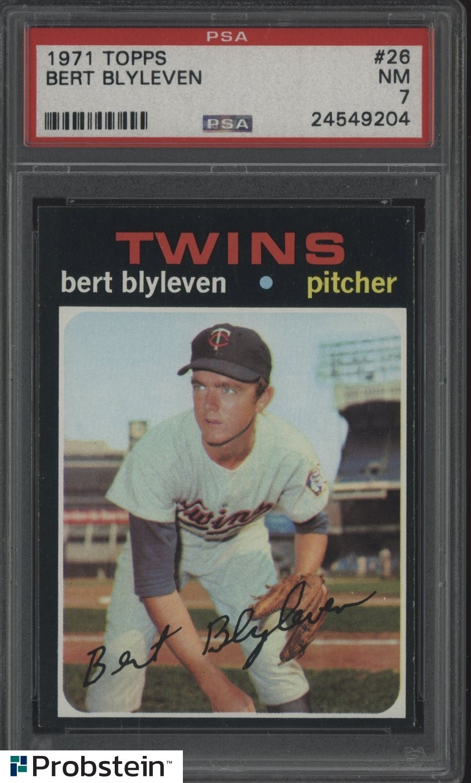1971 Topps Baseball #26 Bert Blyleven Minnesota Twins RC Rookie HOF PSA 7 NM