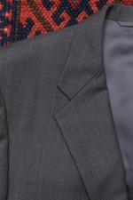 Hickey Freeman Suit 42L Loro Piana Tasmanian Super 120's Gray Birdseye