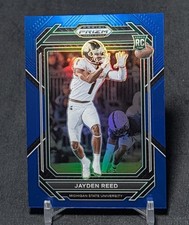 Jayden Reed Blue /199 Rookie RC 2023 Panini Prizm Draft Picks Card #145 Packers. rookie card picture