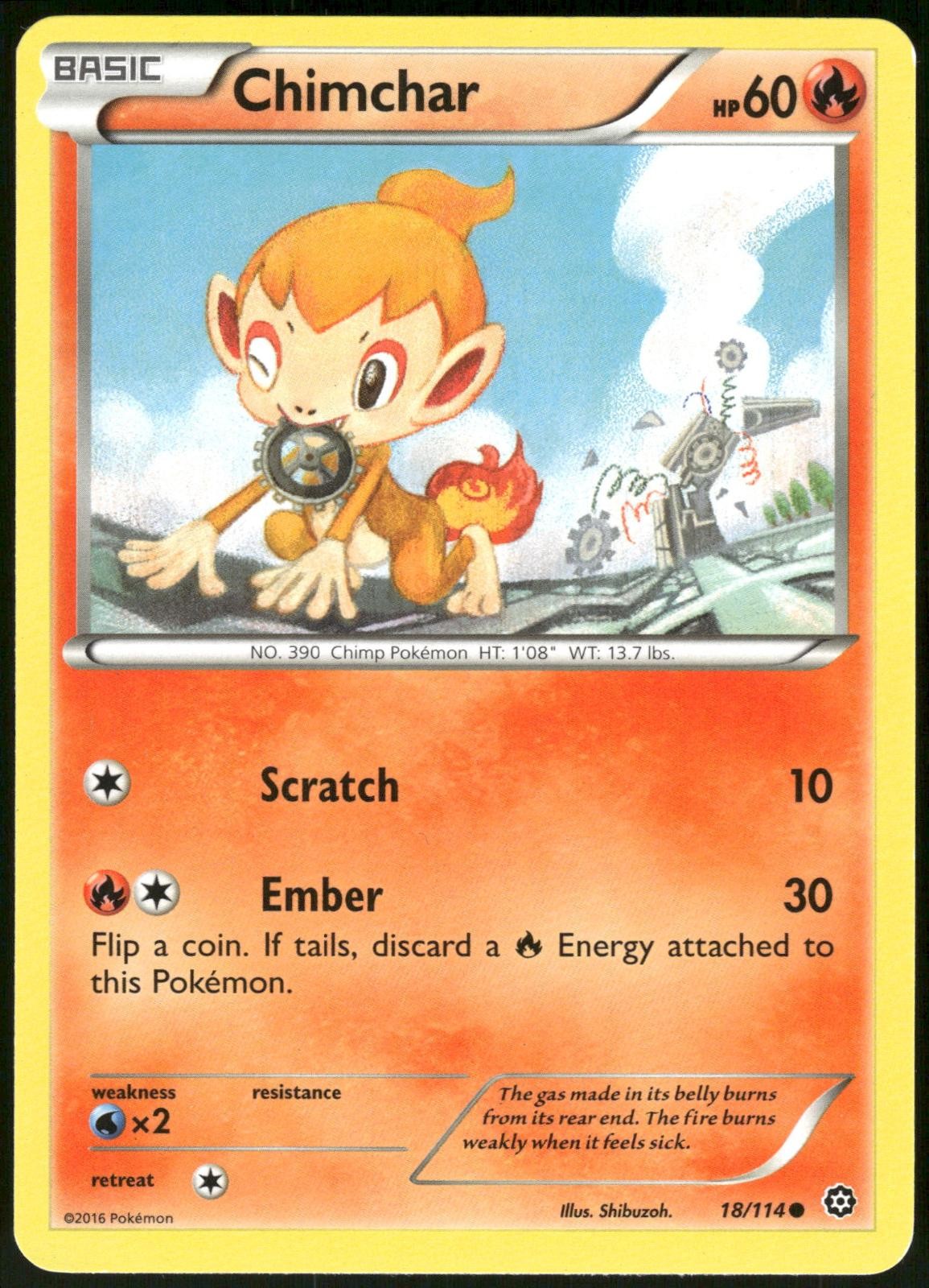 Chimchar 18/114 Steam Siege Pokemon Card 2016 Lightly Played