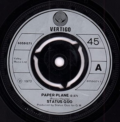 Status Quo - Paper Plane - Used Vinyl Record 7 - G8100z