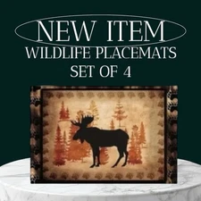 4 Rustic Moose Silhouette Placemats Rustic Lodge Log Cabin Kitchen Wildlife Deco