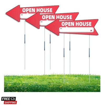 Open House Red Double - Sided Yard Sign with Arrows, 16'' x 5'' Inch, 12 Pcs 13...