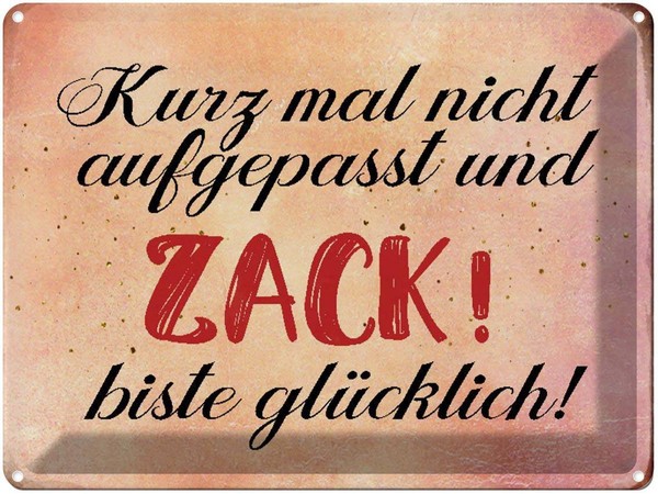 Blechschild 30X40 Cm Nicht Aufgepasst Und GlüCklich Spruch Zitat Deko Geschenk M-image