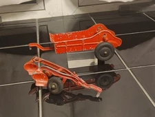 1950s Hubley Kiddie Toy No. 50 Farm Implements ~ Manure Spreader & 2 Disc Plow 