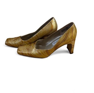 BELLINI YELLOW REPTILE EMBOSSED PATENT LEATHER PUMPS 7M