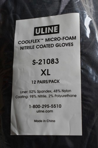 ULINE COOLFLEX™ MICRO-FOAM NITRILE COATED GLOVES, XL, 12 pc, S21083 - Picture 3 of 3
