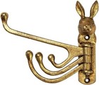 Sass & Belle Gold Rabbit Metal Multi Hook Hat Bag Coat Wall Hanger