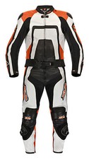 Lederkombi Zweiteiler Schwarz Weiß KTM Orange Motorradkombi zweiteilig 46 - 62