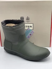 Hunter Original Roll-Top Sherpa Insulated Boots Olive Green Sz 12 Waterproof NWT