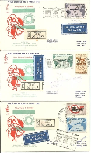 FDC Venetia Gronchi 1961 envelopes with pink covered. Cert. Bolaffi + Catalog