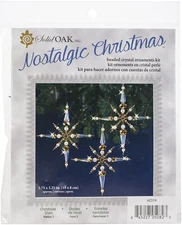 Solid Oak Nostalgic Christmas Beaded Crystal Ornament Kit-Crystal & Gold Christm
