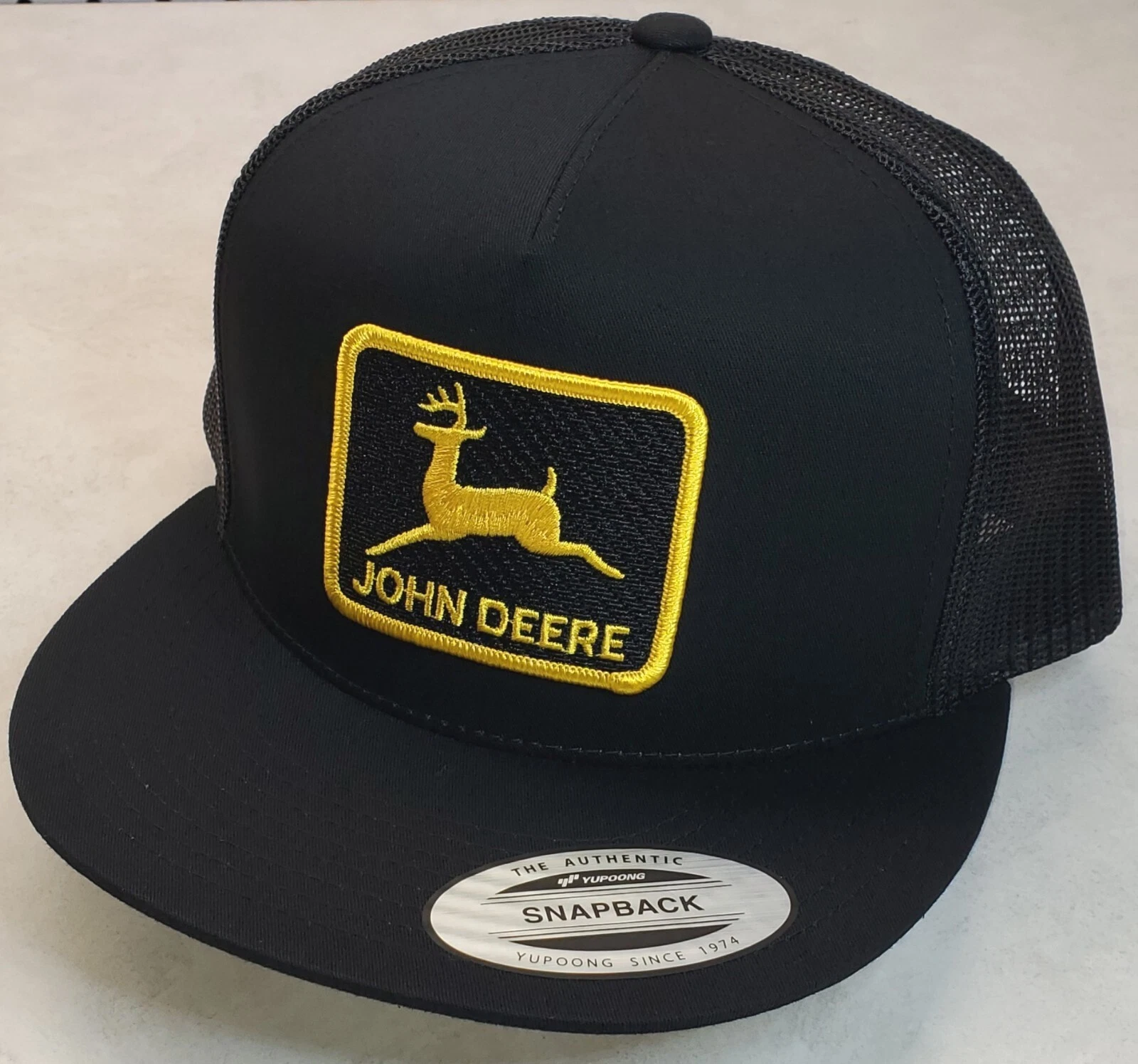 John Deere Patch Yupoong Trucker Hat / YP Classic 6006 Snapback Black/Black