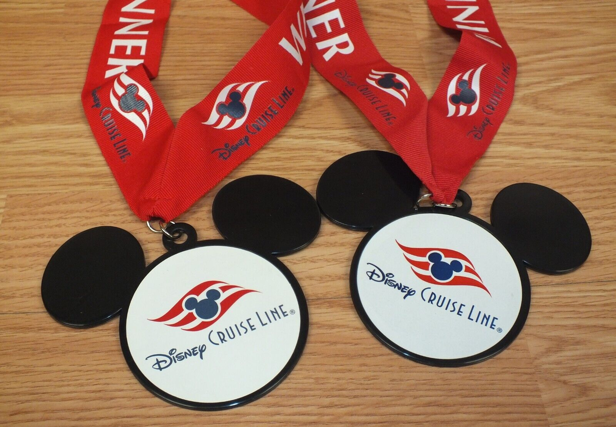 Lot of 2 Walt Disney Cruise Line Red Winner Plastic Medal