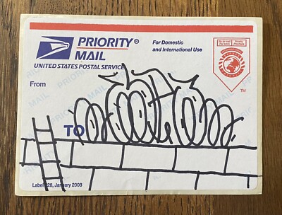 Espo Steve Powers signierter handgezeichneter USPS Aufkleber Urban Graffiti