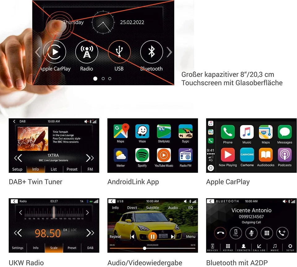 XZENT X-F275 Autoradio kompatibel mit Fiat Ducato III 250, 251, X290 Serie 8  - Bild 2 von 4