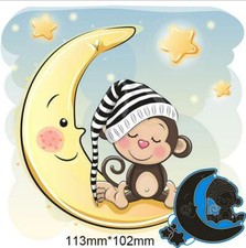 A sleeping Monkey On The Moon Metal Cutting Dies Stencil DIY Scrapbooking Album