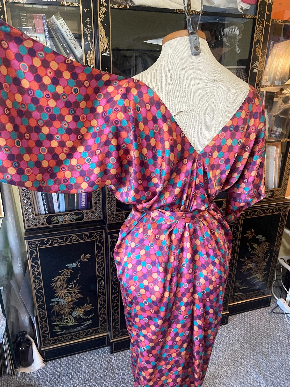 Abito origami Kenzo stampa geometrica seta taglia S