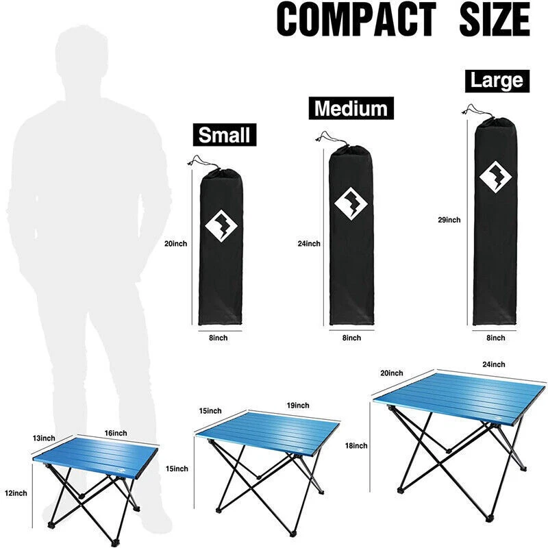VILLEY Mesa Auxiliar Portátil Camping Ultraligera Aluminio Plegable Mesa de Playa con Bolsa Foto 2 de 4