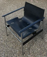 Knoll Charles Pollock Model 657 Sling Lounge Chair - Black Leather - No Seat Pad