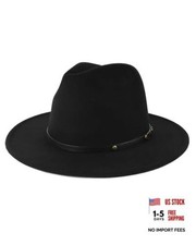 2XL/XL/L Felt Fedora Hats for Men Women,M/S Wide Brim Dress Small Black-a