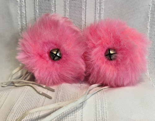 Vintage Original 1970's Roller Skate Pink Pom Pom's with Bells