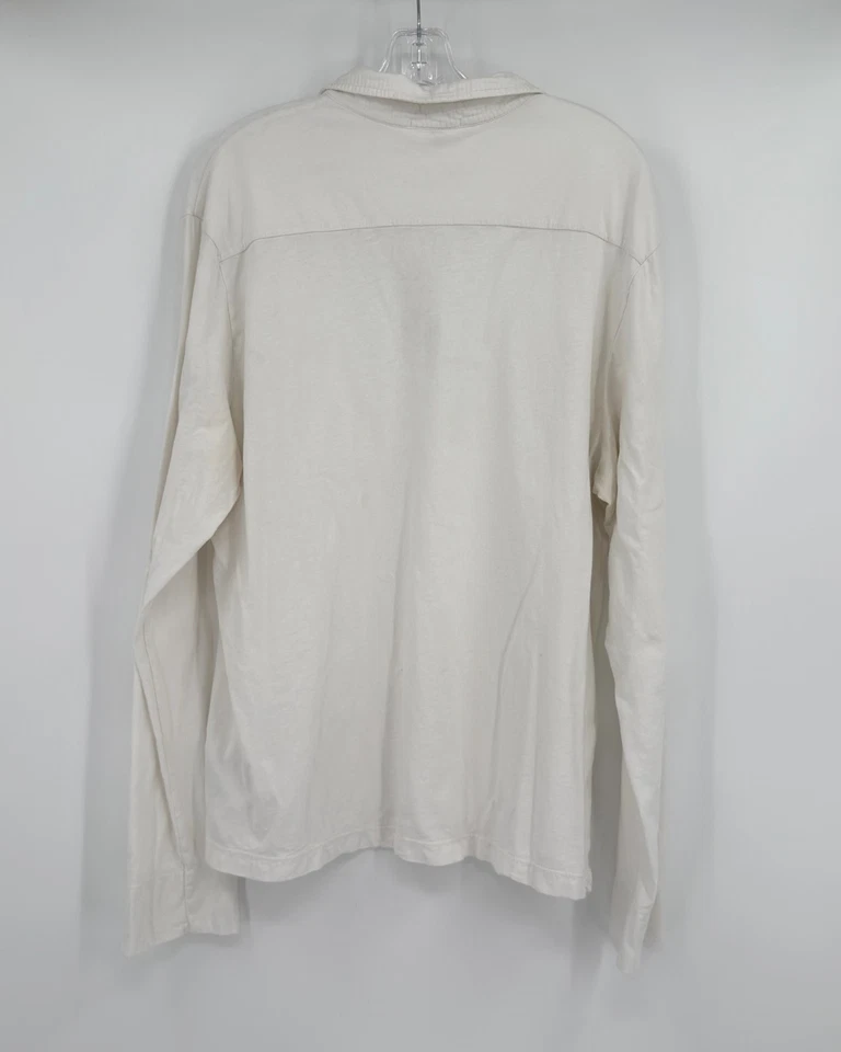 James Perse 男式白色 Henley Lux 长袖 Polo 衫,尺寸 4/XL — 第 3/4 张图片