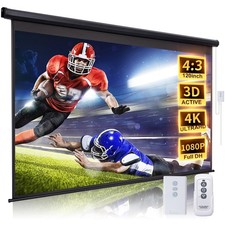 120 Inch Projector Screen Motorized 4:3 HD Electric Rising Black
