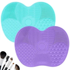 2 Pcs Silicone Make Up Brush Cleaning Mat, Makeup Brush Cleaner