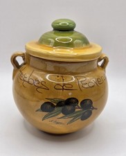 Vintage French A. Baguo Herbs De Provence Ceramic Lidded Olive Jar Pot Crock