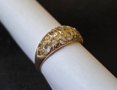 10K JCM massives Gelbgold durchbrochen filigranes Damenband / Ring - Größe 11,5