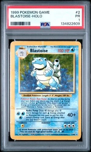 1999 POKEMON BASE SET UNLIMITED #2 BLASTOISE-HOLO PSA 1