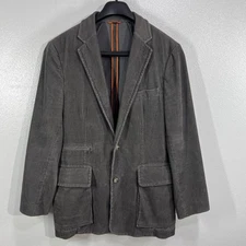 J. Peterman Vintage Style Gray Corduroy Blazer Jacket 38 100% Cotton Academia